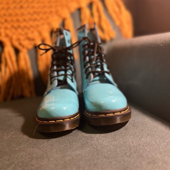 Dr. Martens Sky Blue Combat Boots - Picture 2 of 5